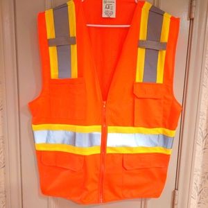 Two-tone Heavy Duty Surveyor Safety Vest  Large/X-large, Orange